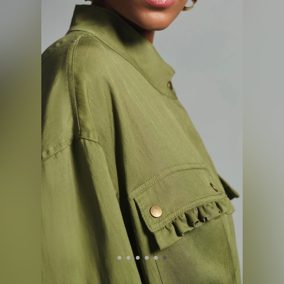 By Anthropologie Oversized Utility Jacket in Moss - Picture 6 of 7